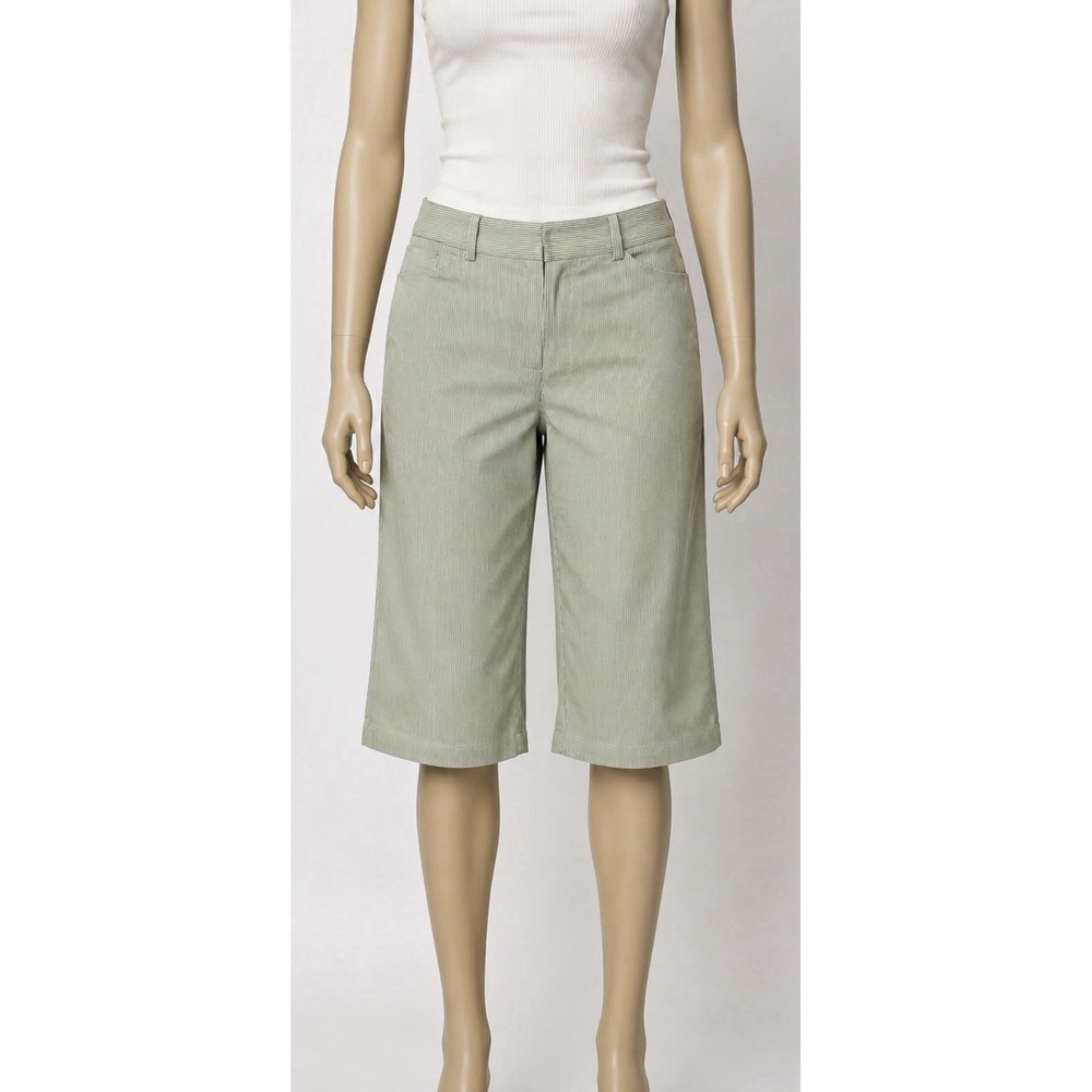 KIM ROGERS NEW Women's Capri Pants Clam Diggers Size 10P Petite  Green/White